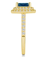 Macy's London Blue Topaz and Diamond Accent Halo Ring 14K Yellow Gold