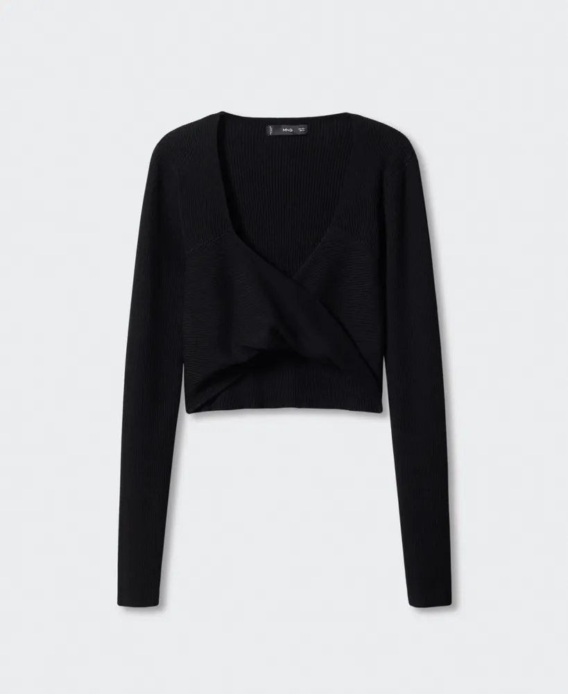 Mango Women's Double-Breasted Cropped Sweater