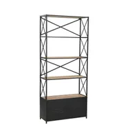 vidaXL Bookcase Solid Firwood and Steel 31.4"x12.7"x70.8"