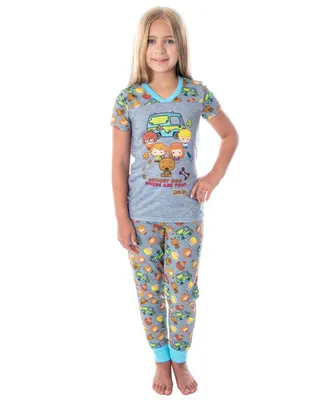 Scooby-Doo Girls Pajamas Chibi Characters Mystery Machine Shirt And Pants Pajama Set