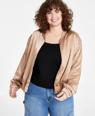And Now This Trendy Plus Zip-Front Bomber Jacket, Created for Macy's