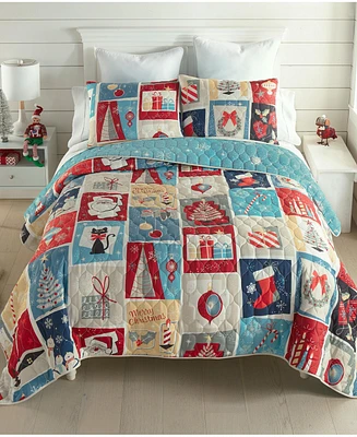 Donna Sharp Retro Christmas 3 Piece Reversible Quilt Set