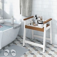 Costway Waterproof Hdpe Shower Bench Bathroom Shower Chair with Armrest Heavy Duty