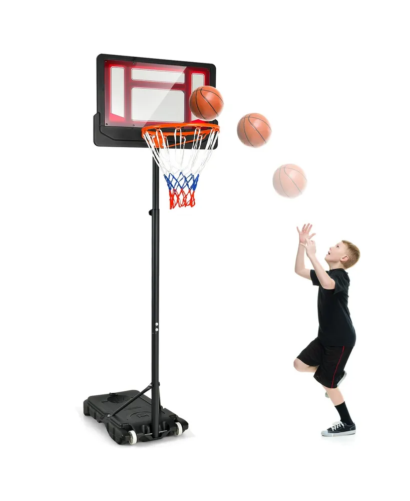 Kids Basketball Hoop Portable Backboard System with Adjustable Height Ball Storage