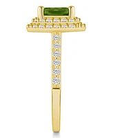 Macy's Peridot and Diamond Accent Halo Ring 14K Yellow Gold