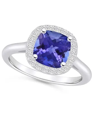 Tanzanite (2-1/3 ct. t.w.) & Diamond (1/4 Cushion Halo Ring 14k Gold