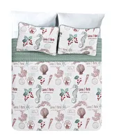 Videri Home Holiday Writing Reversible 3-Piece Quilt Set