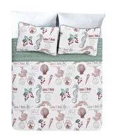 Videri Home Holiday Writing Reversible 3 Piece Quilt Set Collection