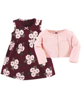 Hudson Baby Toddler Girls Cotton Dress and Cardigan 2pc