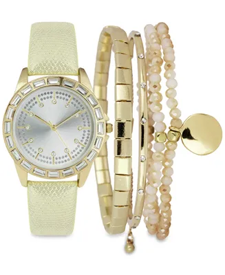 I.n.c. International Concepts Women's Tan Strap Watch 36mm Gift Set, Created for Macy's