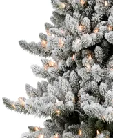 Puleo 9' Pre-Lit Slim Flocked Royal Majestic Artificial Spruce Tree