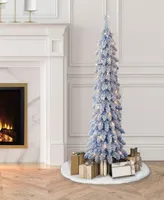 Puleo 4' Pre-Lit Flocked Artificial Alpine Pencil Tree