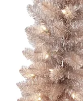 Puleo 7' Pre-Lit Tinsel Artificial Tree