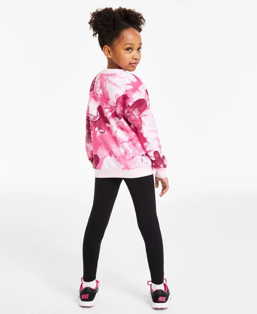 Nike Little Girls Fleece Sweatshirt and Leggings, 2 Piece Set - Macy's