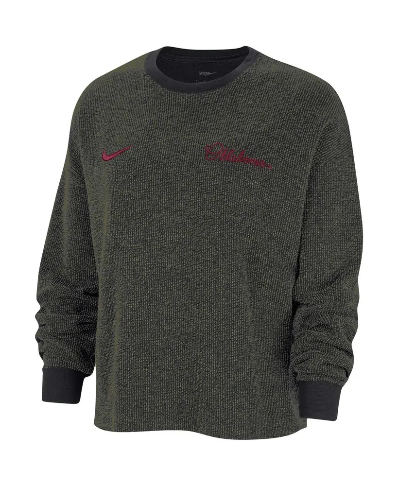 Women's Nike Black Oklahoma Sooners Yoga Script Pullover Sweatshirt
