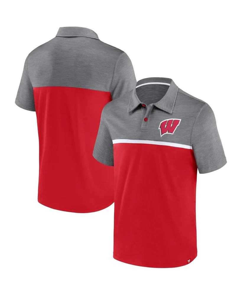 Men's Fanatics Red, Gray Wisconsin Badgers Polo Shirt