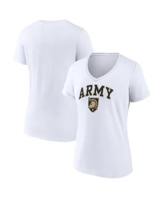 Women's Fanatics White Army Black Knights Evergreen Campus V-Neck T-shirt