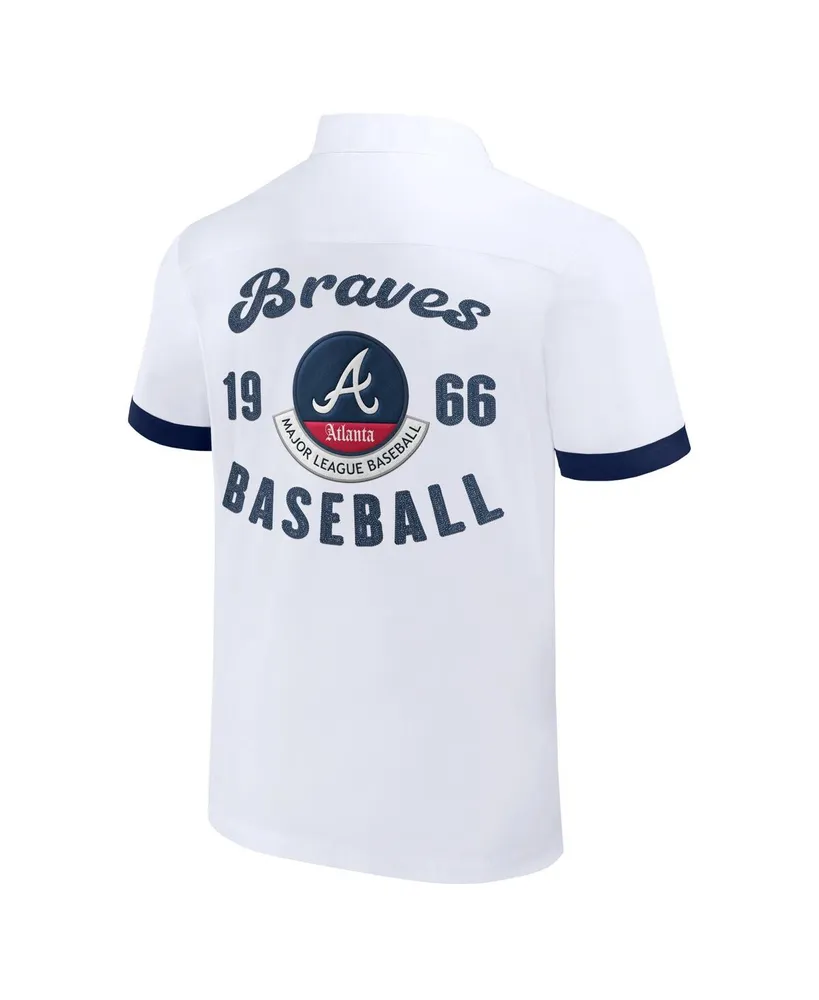 Men's Darius Rucker Collection by Fanatics White Atlanta Braves Bowling Button-Up Shirt