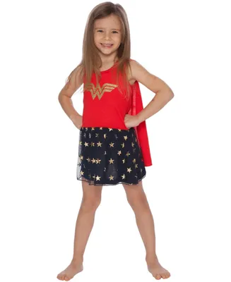 Dc Comics Girls Toddler Wonder Woman Kids Tank Nightgown with Cape