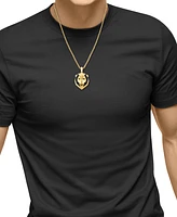 Effy Men's Black Spinel Lion Head 22" Pendant Necklace (1/10 ct. t.w.) in 14k Gold-Plated Sterling Silver