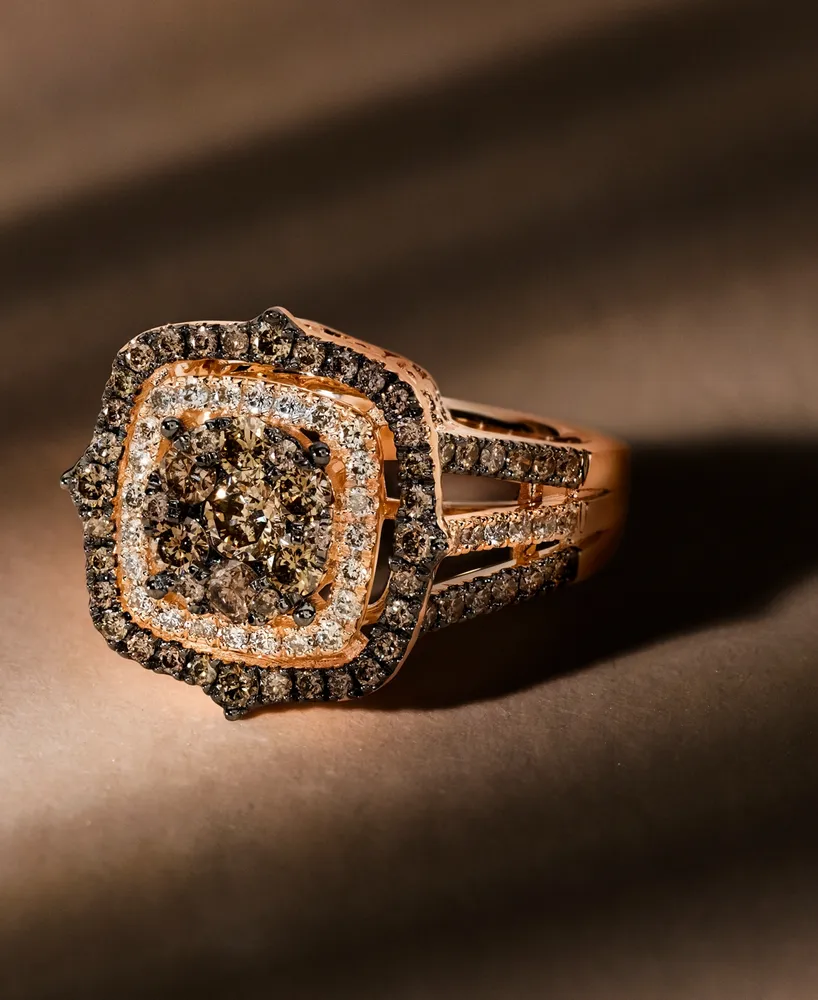 Le Vian Chocolate Diamond & Nude Halo Cluster Ring (1-1/2 ct. t.w.) 14K Rose Gold (Also Available White or Yellow Gold)