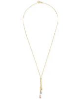 Tri-Gold Lariat Necklace in 14k Gold, White Gold and Rose Gold