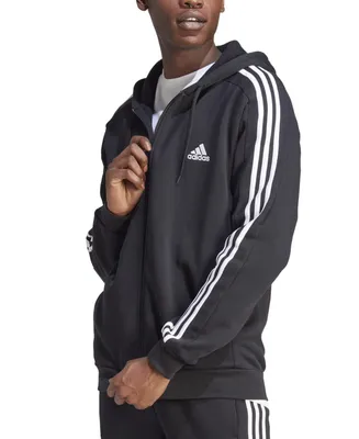 adidas Men's Essentials 3-Stripes Regular-Fit Full-Zip Fleece Hoodie, Regular & Big Tall
