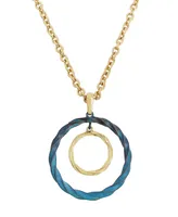 Robert Lee Morris Soho Blue Patina Orbital Pendant Necklace