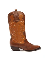 Arezzo Women's Brooklyn Low Block Heel Cowboy Boots