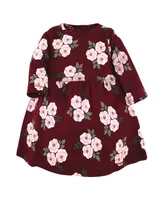 Hudson Baby Baby Girls Hudson Cotton Dresses, Red Burgundy Floral