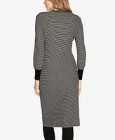 Belldini Women's Black Label Striped Button-Front Duster Sweater