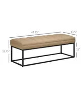 Homcom End of Bed Bench with Channel Tufted Design, Brown