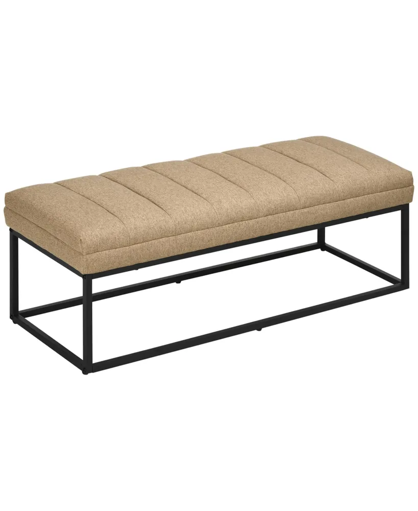 Homcom End of Bed Bench with Channel Tufted Design, Brown