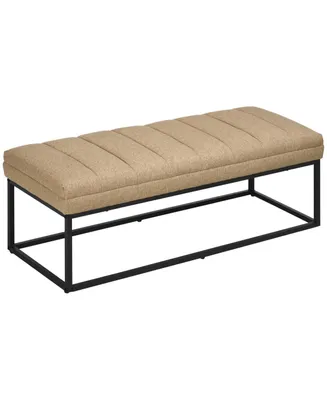 Homcom End of Bed Bench with Channel Tufted Design, Brown