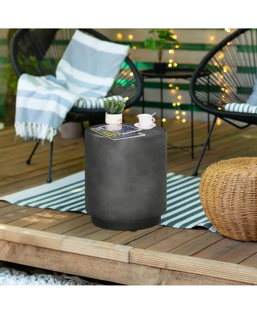 Homcom Lightweight Accent Table with Concrete Finish, Round Side Table with 4 Adjustable Feet for Indoor, Outdoor