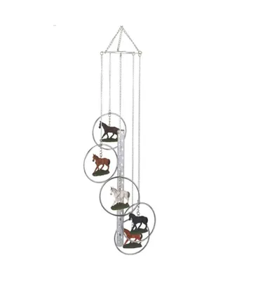 24" Long 5-Ring Polyresin Horse Wind Chime