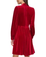 Calvin Klein Women's Velvet Mock-Neck A-Line Dress