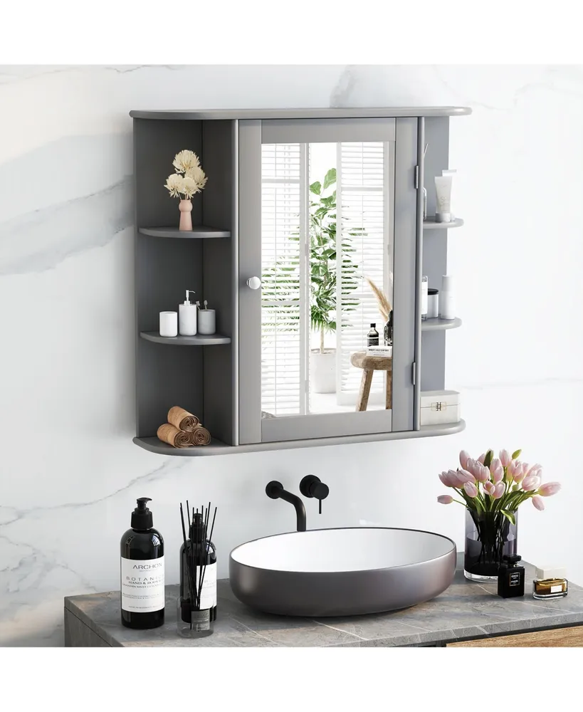 Costway Multipurpose Mount Wall Surface Bathroom Storage Cabinet Mirror