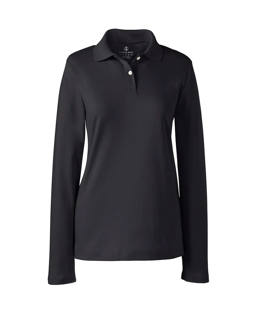 Lands' End Women's School Uniform Long Sleeve Feminine Fit Interlock Polo Shirt