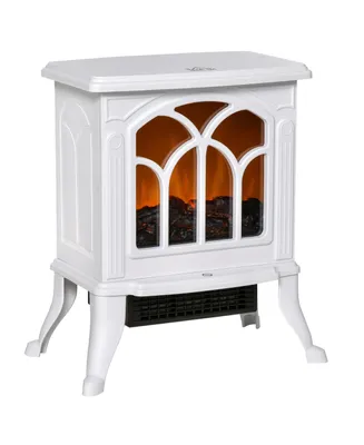 Homcom Portable Indoor Electric Fireplace Heater Stove w/ Realistic Flame White