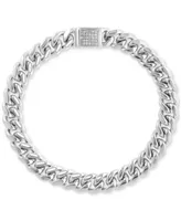 Effy Men's White Topaz Pave Curb Link Bracelet (1/3 ct. t.w.) in Sterling Silver