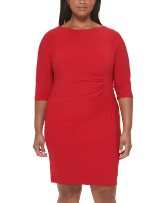 Jessica Howard Plus Size Hardware-Trimmed Side-Pleated Dress