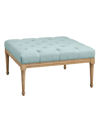 Martha Stewart Collection Bonnieville 34" Round Upholstered Button Tufted Accent Ottoman