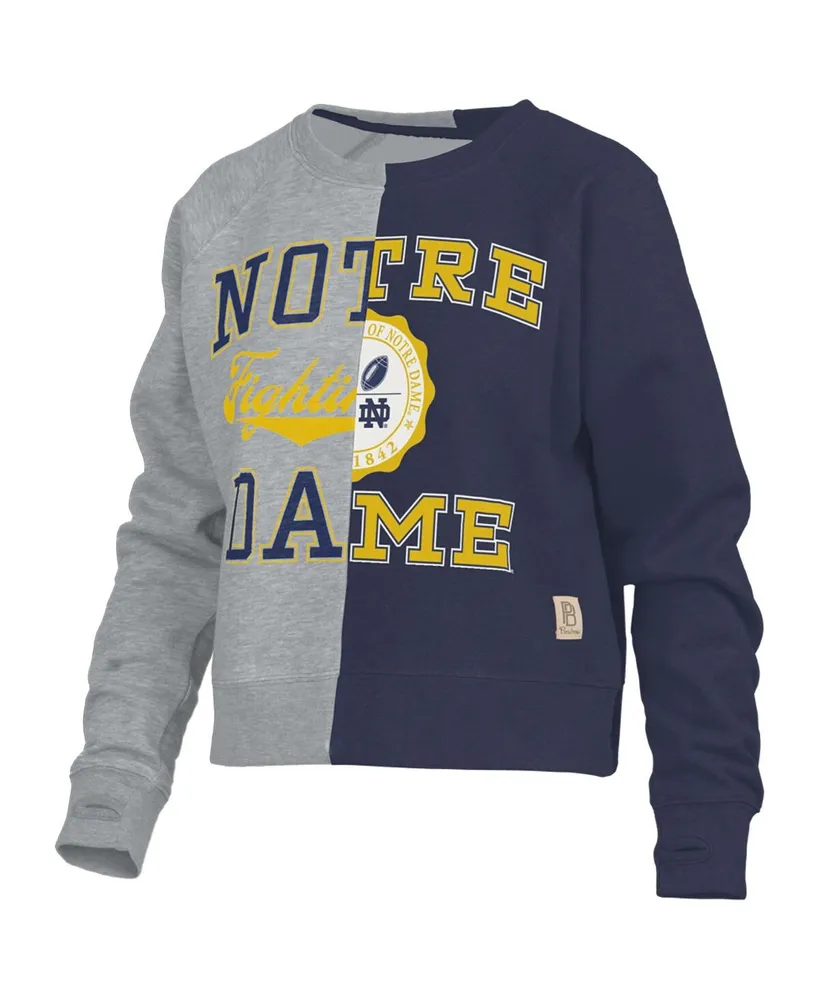 Women's Pressbox Heather Gray Notre Dame Fighting Irish Half and Raglan Pullover Sweatshirt