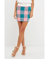 English Factory Women's Gingham Mini Skirt