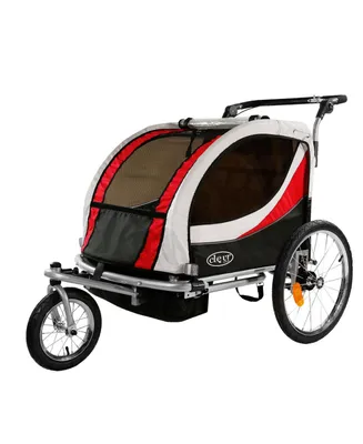 ClevrPlus Deluxe 3-in-1 Double Seat Bike Trailer Stroller Jogger, Red