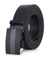 Gallery Seven Men's Lozenge Plaque Leather Ratchet Belt