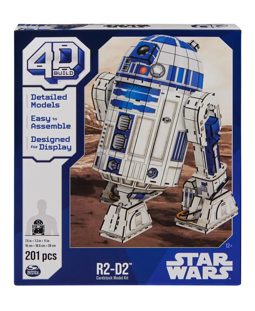 Spin Master Toys & Games 4D Build, Star Wars R2-D2 Cardstock Model Kit, 201 Pieces - Multi