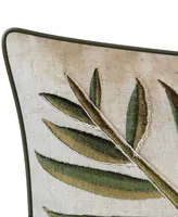 Nybg Tri-Color Embroidered Fern Decorative Pillow, 18" x 18"