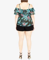 City Chic Plus Phoebe Print Top